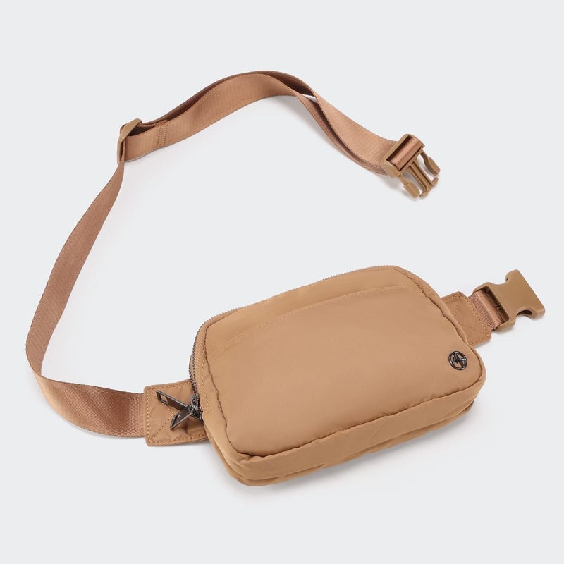 Pander Everywhere Belt Bag for Women, 5 Zipper Pockets Nylon Crossbody Fanny Pack Purse (Caramel Burnt). - Image 2
